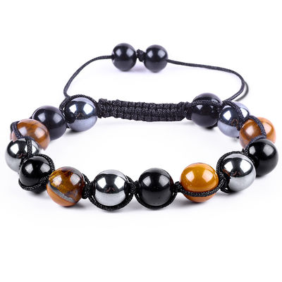 Adjustable Handmade Dipaku Tali Natural Triple Batu permata manik-manik Gelang