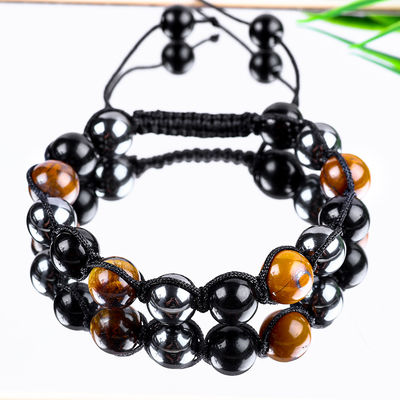 Adjustable Handmade Dipaku Tali Natural Triple Batu permata manik-manik Gelang