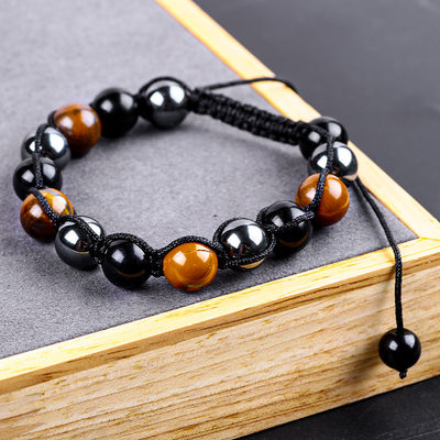 Adjustable Handmade Dipaku Tali Natural Triple Batu permata manik-manik Gelang