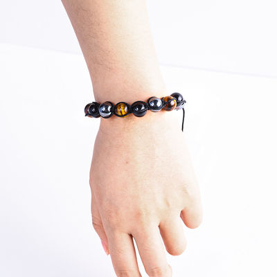 Adjustable Handmade Dipaku Tali Natural Triple Batu permata manik-manik Gelang