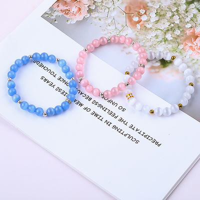 8mm / 10mm / 12mm Kucing Bulat Mata Batu permata Gelang untuk pakaian yang cocok