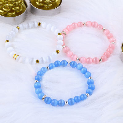 8mm / 10mm / 12mm Kucing Bulat Mata Batu permata Gelang untuk pakaian yang cocok