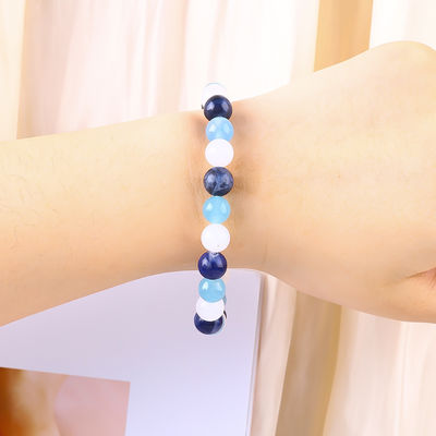 Kuarsa bening / Sodalite / Kalsedon Biru 8mm Energi Positif Kristal Manik Gelang