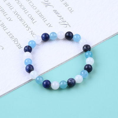 Kuarsa bening / Sodalite / Kalsedon Biru 8mm Energi Positif Kristal Manik Gelang
