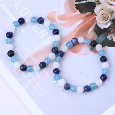 Kuarsa bening / Sodalite / Kalsedon Biru 8mm Energi Positif Kristal Manik Gelang