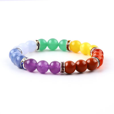 4mm/6mm/8mm/12mm Kerajinan tangan Kristal 7 Chakra Gelang Panjang 18cm