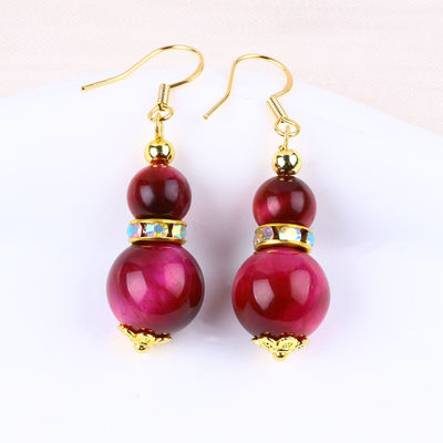 10mm Earrings Kristal Kuarsa Gantung Batu permata OEM ODM