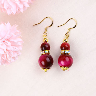 10mm Earrings Kristal Kuarsa Gantung Batu permata OEM ODM