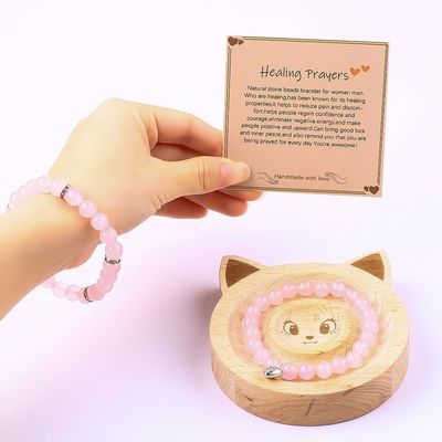 8mm Rose Quartz Gemstone Bead Gelang Healing Energy Pesona Perhiasan