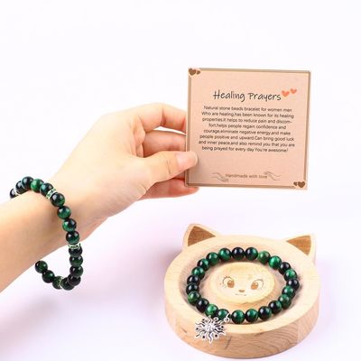 Handmade Round Green10mm Mata Harimau Manik Gelang Crystal Healing