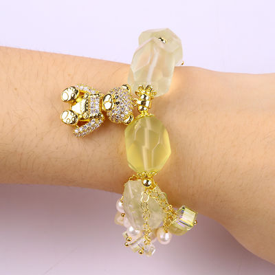 Perhiasan Batu permata buatan tangan Perhiasan yang dapat disesuaikan Perhiasan Citrine Perhiasan Batu Alam Mutiara Untuk Pesta Pakai sehari-hari