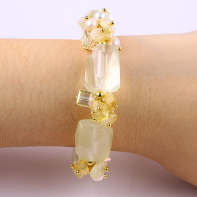 Perhiasan Batu permata buatan tangan Perhiasan yang dapat disesuaikan Perhiasan Citrine Perhiasan Batu Alam Mutiara Untuk Pesta Pakai sehari-hari