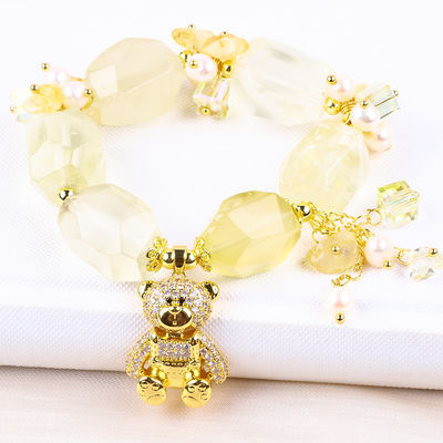 Perhiasan Batu permata buatan tangan Perhiasan yang dapat disesuaikan Perhiasan Citrine Perhiasan Batu Alam Mutiara Untuk Pesta Pakai sehari-hari