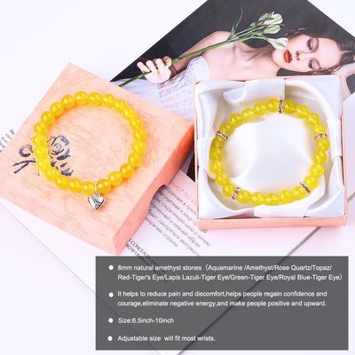 Elastis Bulat 8mm Batu permata manik Kuning Jade Kristal Gelang OEM ODM