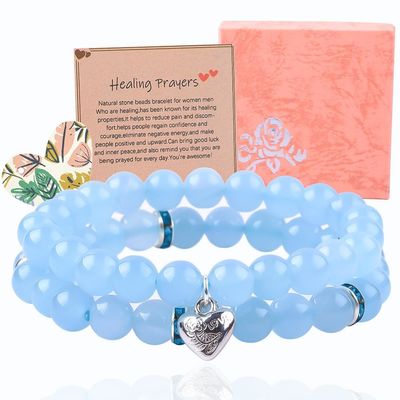 8mm Amethyst Biru Aquamarine Batu permata gelang Crystal Healing
