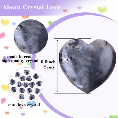 0.8 Inch Black Labradorite Heart Shape Healing Stones untuk pembuatan perhiasan