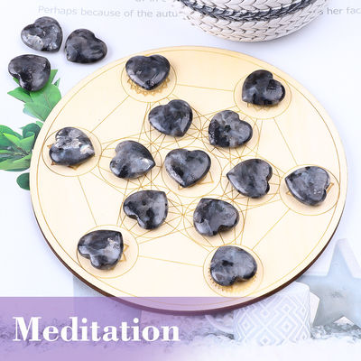 0.8 Inch Black Labradorite Heart Shape Healing Stones untuk pembuatan perhiasan