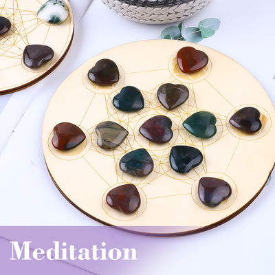 Batu permata yang dipoles tahan lama Batu Agate India Bentuk Hati Batu Chakra Kristal