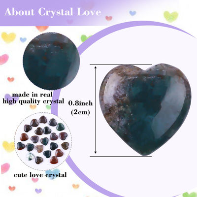 Batu permata yang dipoles tahan lama Batu Agate India Bentuk Hati Batu Chakra Kristal