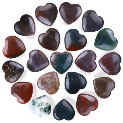 Batu permata yang dipoles tahan lama Batu Agate India Bentuk Hati Batu Chakra Kristal