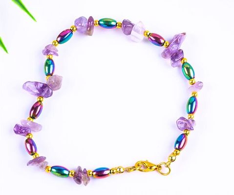 Hematite Batu Anklets Gelang Dengan Crystal Chip Kerikil Batu Ankle Chain Perhiasan