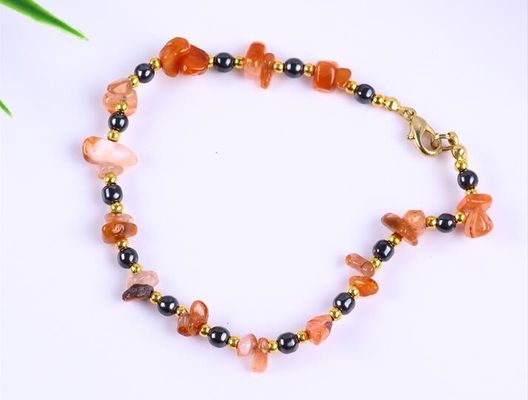 Hematite Batu Anklets Gelang Dengan Crystal Chip Kerikil Batu Ankle Chain Perhiasan