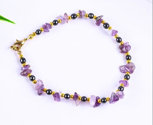 Hematite Batu Anklets Gelang Dengan Crystal Chip Kerikil Batu Ankle Chain Perhiasan