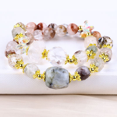 Natural Garden Quartz 8mm 10mm Bead Bracelet DIY Clear Quartz Stretch Bracelet Untuk Hadiah