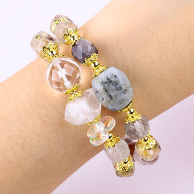 Natural Garden Quartz 8mm 10mm Bead Bracelet DIY Clear Quartz Stretch Bracelet Untuk Hadiah
