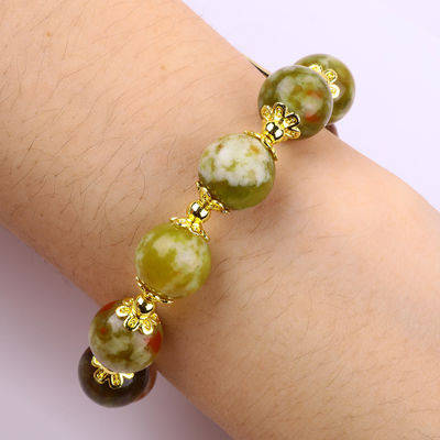 Handmade Batu permata manik-manik gelang alami Yellow Dragon Blood Stone Adjustable Charm Bracelet Untuk pesta pemakaian sehari-hari