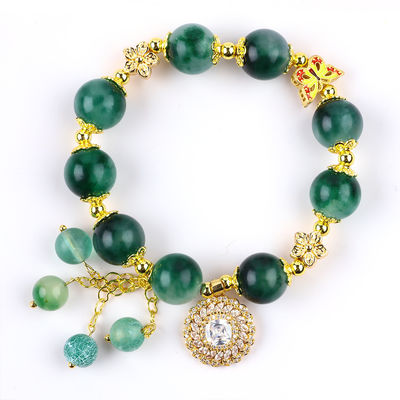 Tangan Batu permata Berkualitas Gelang Kalsedoni Hijau Gelang Charm Adjustable Gelang Untuk pesta Pakai harian