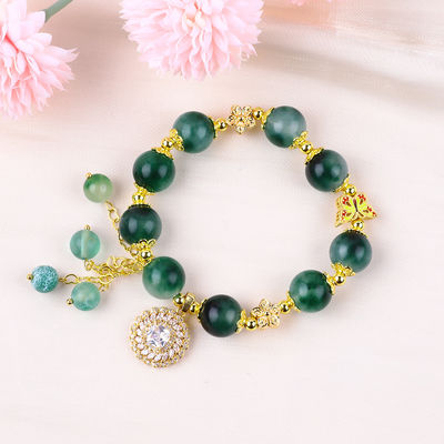 Tangan Batu permata Berkualitas Gelang Kalsedoni Hijau Gelang Charm Adjustable Gelang Untuk pesta Pakai harian