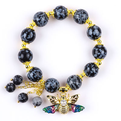 Tangan Batu permata bermata gelang salju serpihan Adjustable Charms gelang untuk pesta pemakaian sehari-hari