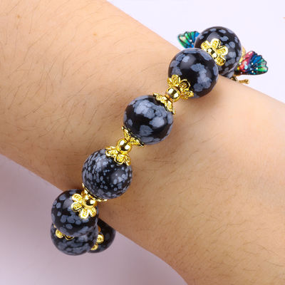 Tangan Batu permata bermata gelang salju serpihan Adjustable Charms gelang untuk pesta pemakaian sehari-hari