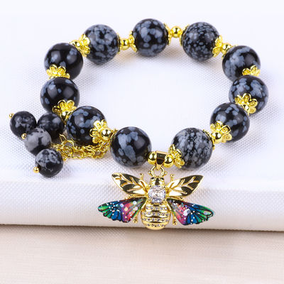 Tangan Batu permata bermata gelang salju serpihan Adjustable Charms gelang untuk pesta pemakaian sehari-hari