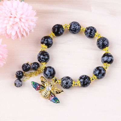 Tangan Batu permata bermata gelang salju serpihan Adjustable Charms gelang untuk pesta pemakaian sehari-hari