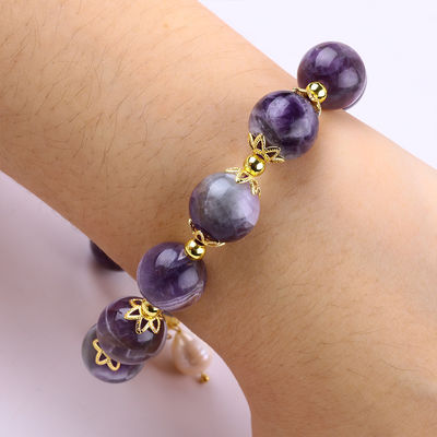 Tangan Batu permata Berkualitas Gelang Amethyst Alam Peel Adjustable Charms Gelang Untuk Pesta Pakai Setiap Hari