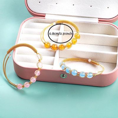 Wire Wrapped Healing Round Bead Batu permata Gelang Gelang Perhiasan