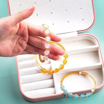 Wire Wrapped Healing Round Bead Batu permata Gelang Gelang Perhiasan
