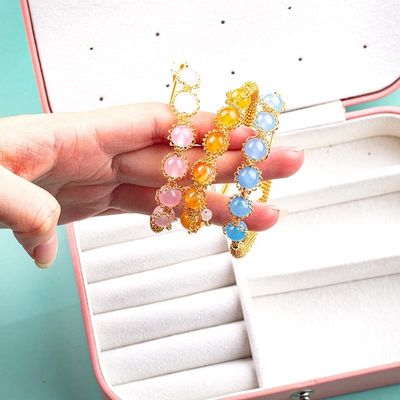 Wire Wrapped Healing Round Bead Batu permata Gelang Gelang Perhiasan