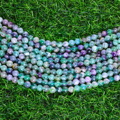 Natural Crystal Gemstone Fluorite Round Bead Untuk Membuat Perhiasan DIY