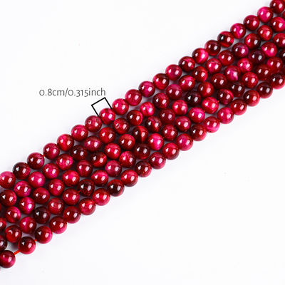 8mm Mawar Merah Mata Harimau Batu permata penyembuhan Mawar Kristal Batu Manik Untuk pembuatan perhiasan