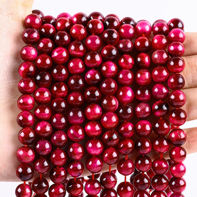 8mm Mawar Merah Mata Harimau Batu permata penyembuhan Mawar Kristal Batu Manik Untuk pembuatan perhiasan