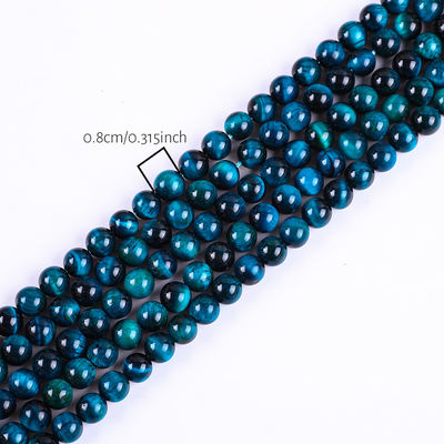 8mm Lake Blue Tiger's Eye Batu permata Crystal Healing Batu manik-manik untuk pembuatan perhiasan