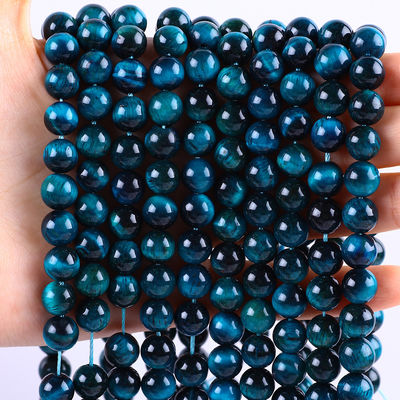 8mm Lake Blue Tiger's Eye Batu permata Crystal Healing Batu manik-manik untuk pembuatan perhiasan