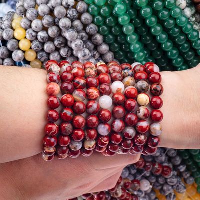 Red Jasper Round Bead Natural Crystal Gemstone Berbagai Ukuran Manik-manik Untaian manik-manik longgar untuk pembuatan perhiasan DIY