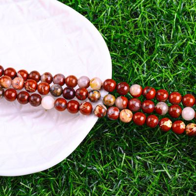 Red Jasper Round Bead Natural Crystal Gemstone Berbagai Ukuran Manik-manik Untaian manik-manik longgar untuk pembuatan perhiasan DIY