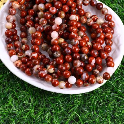 Red Jasper Round Bead Natural Crystal Gemstone Berbagai Ukuran Manik-manik Untaian manik-manik longgar untuk pembuatan perhiasan DIY