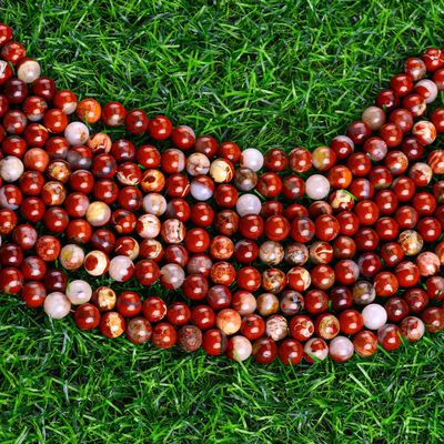 Red Jasper Round Bead Natural Crystal Gemstone Berbagai Ukuran Manik-manik Untaian manik-manik longgar untuk pembuatan perhiasan DIY