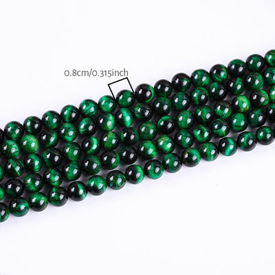 8mm mata harimau hijau batu permata Crystal batu penyembuhan manik-manik untuk pembuatan perhiasan